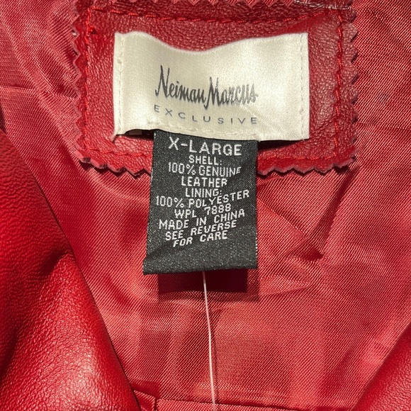 Neiman Marcus NWOT Vintage Short Red Cape Style Leather Jacket Sz XL Y2K - Picture 3 of 14